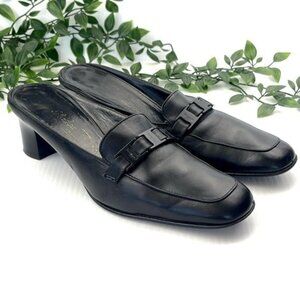 Salvatore Ferragamo Black leather MulesSlip On Flats Shoes 6B